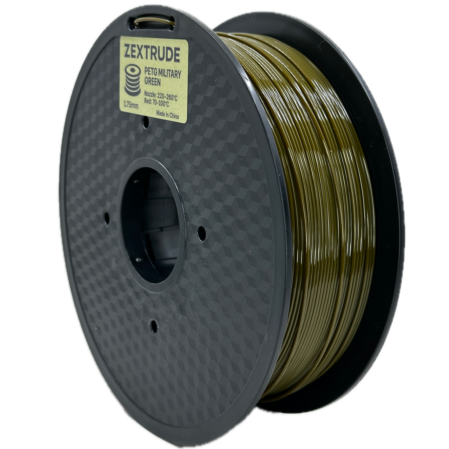 Spool of Zextrude 3D printing filament on a white background