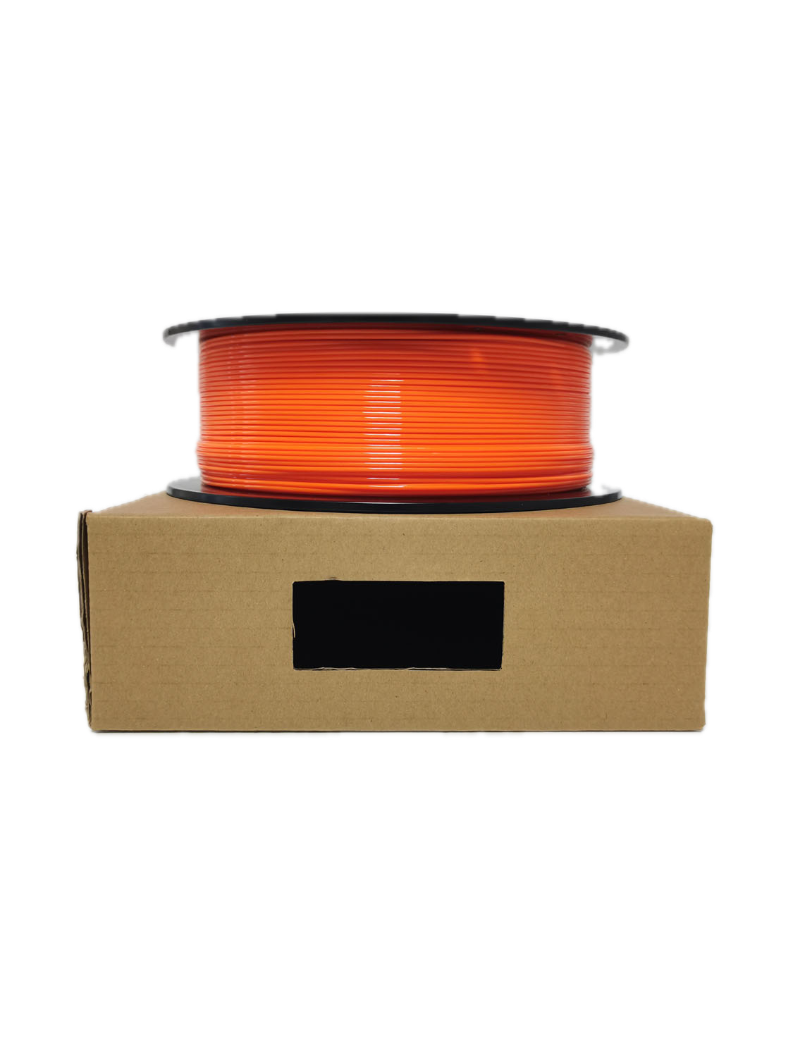Orange PETG 3D printer filament spool – strong, impact-resistant, and easy to print - On Box