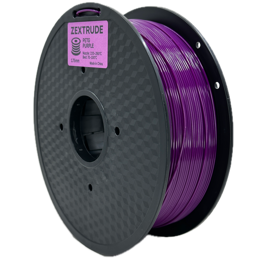 Spool of purple filament on a white background with Zortrax branding.