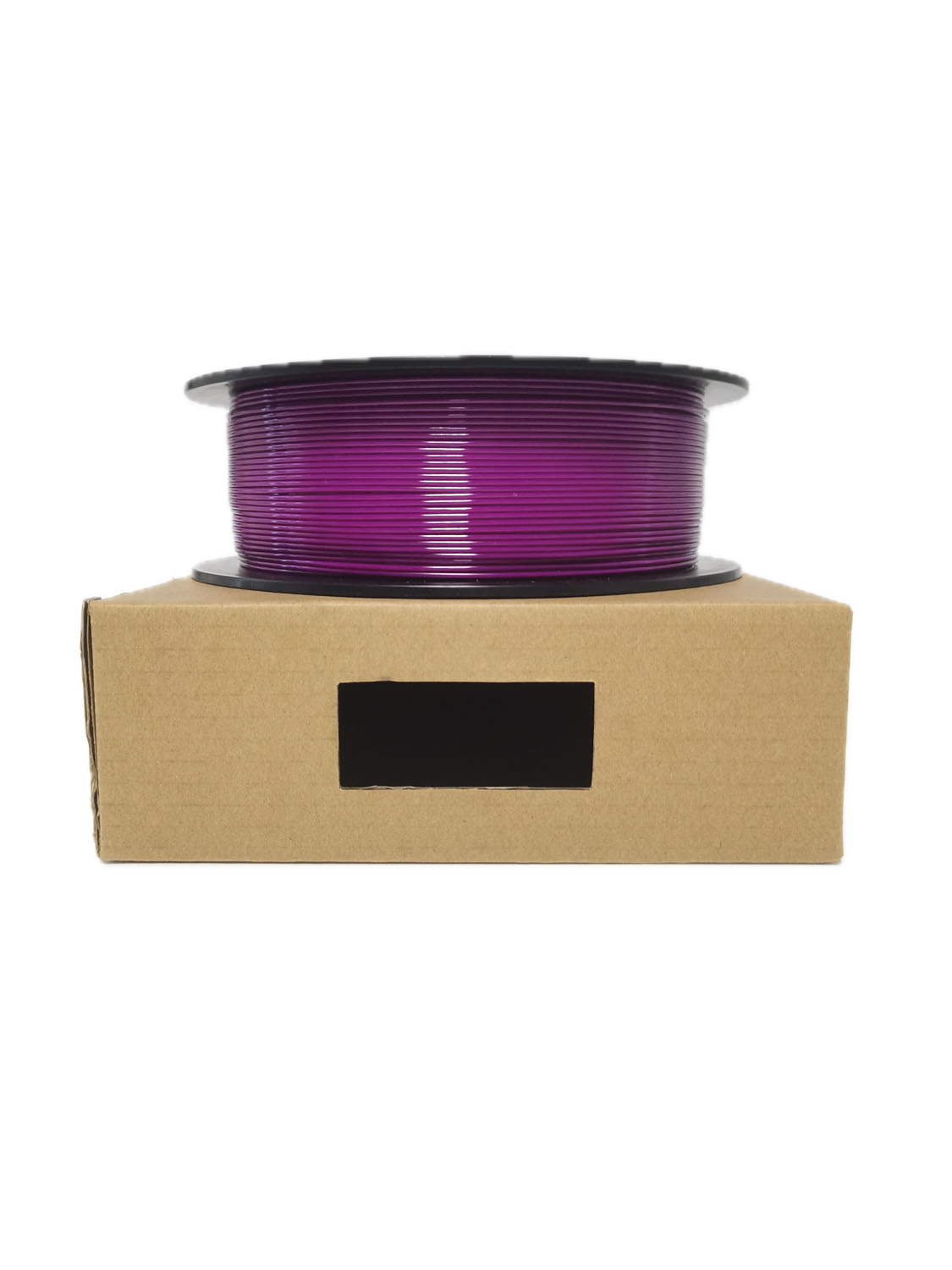 Purple PETG 3D printer filament spool – strong, impact-resistant, and easy to print - On Box