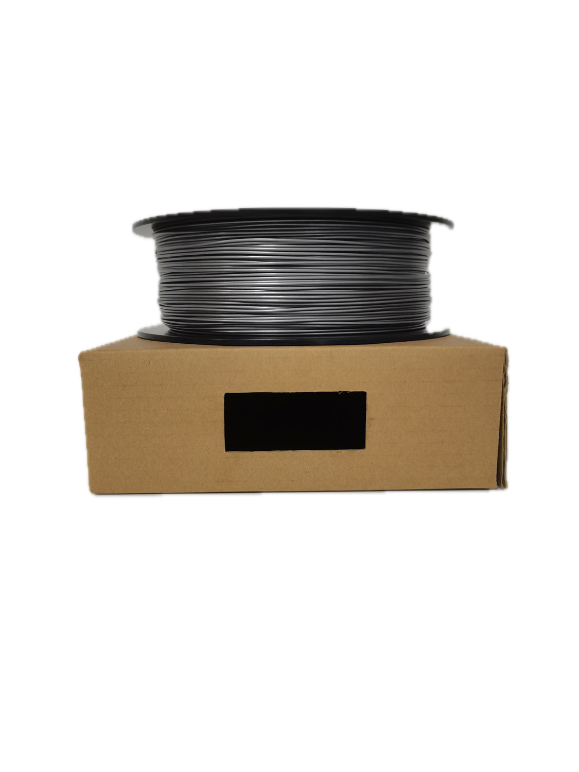 Silver PETG 3D printer filament spool – strong, impact-resistant, and easy to print - On Box