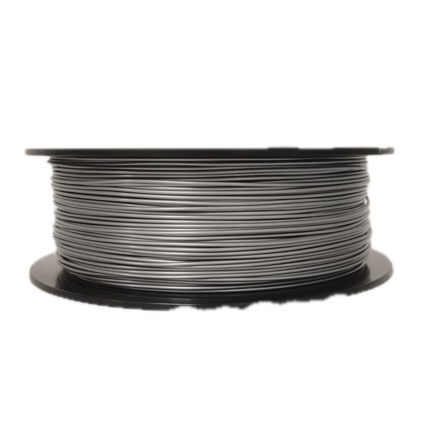 Silver PETG 3D printer filament spool – strong, impact-resistant, and easy to print - Laying Down
