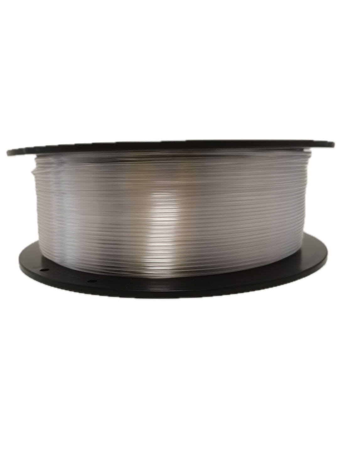 Transparent PETG 3D printer filament spool – strong, impact-resistant, and easy to print - Laying Down