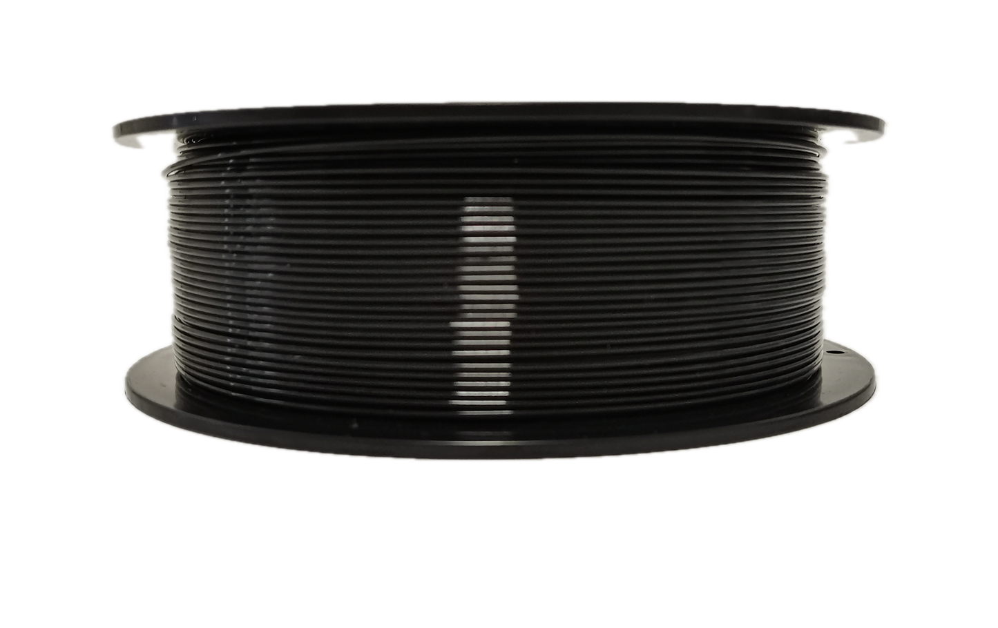 Black PLA 3D printer filament spool – strong, impact-resistant, and easy to print - Laying Down