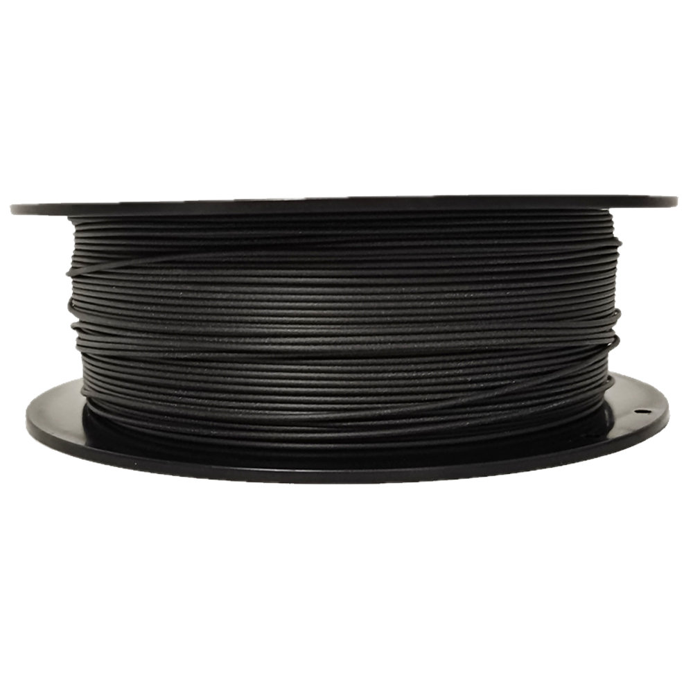 Matte Black PLA 3D printer filament spool – strong, impact-resistant, and easy to print - Laying Down