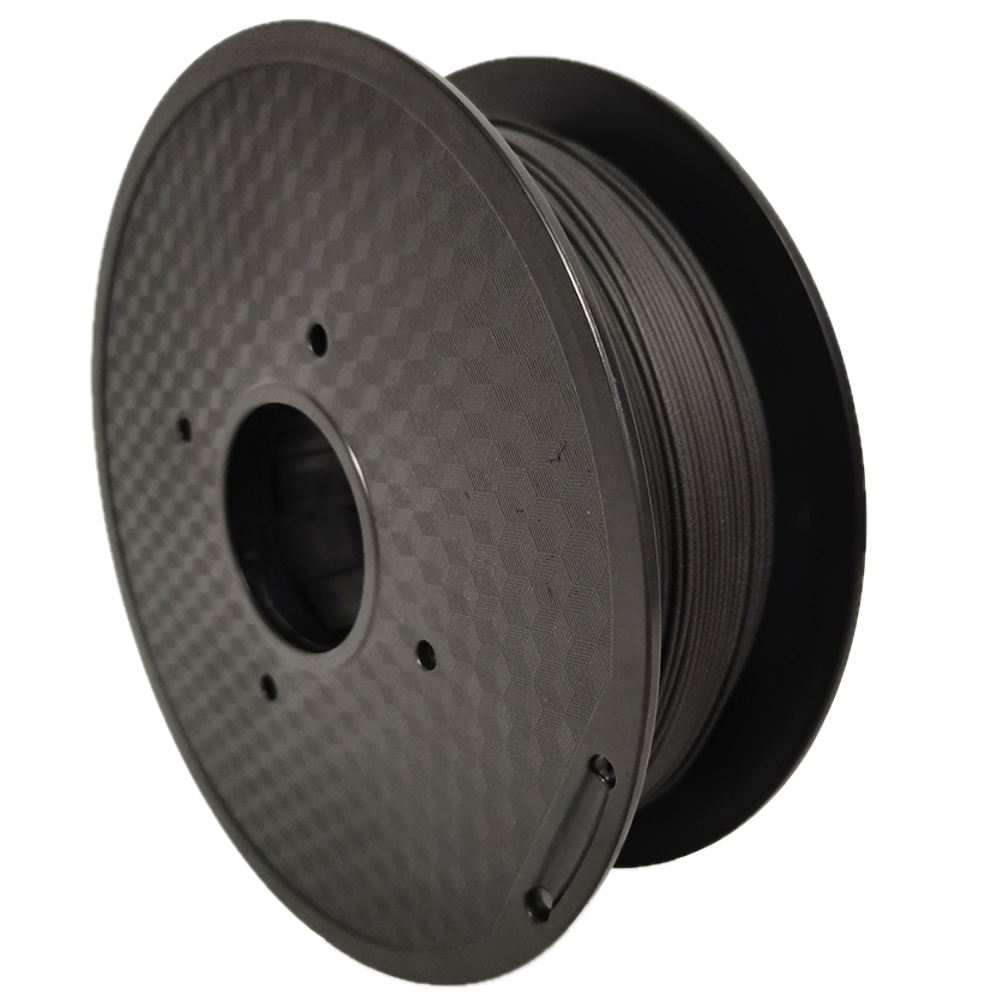 Matte Black PLA 3D printer filament spool – strong, impact-resistant, and easy to print - Front Left