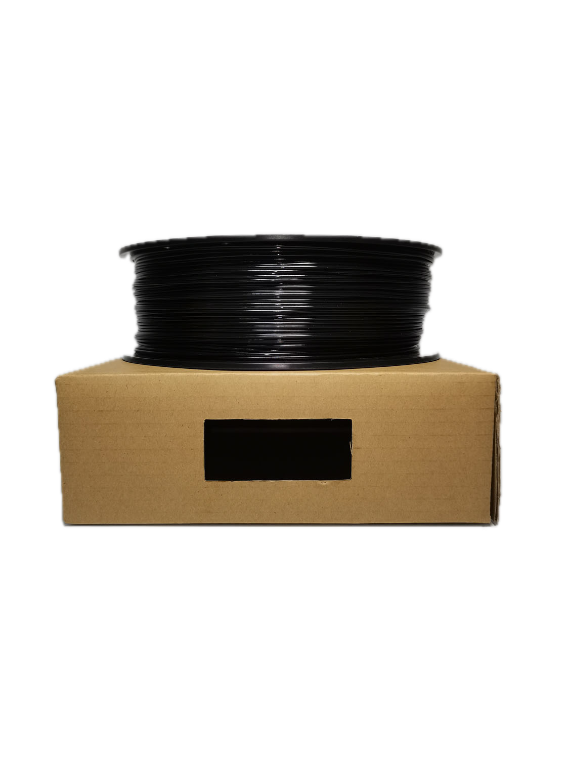Black TPU 3D printer filament spool – strong, impact-resistant, rubber - On Box