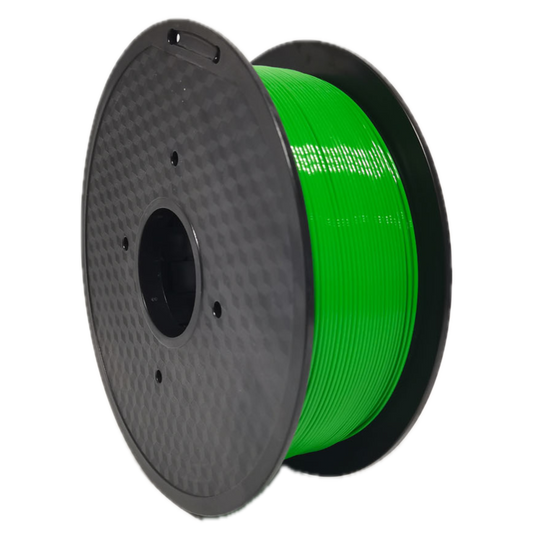 Green PETG 3D printer filament spool – strong, impact-resistant, and easy to print - Front Left