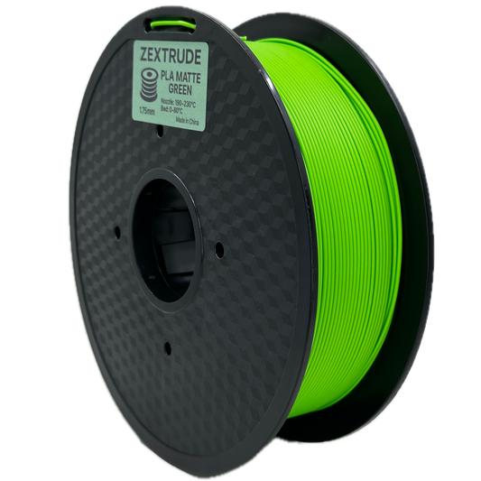 Spool of green filament on a white background